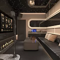 Modern Luxury KTV Interior With Starry Ceiling Microphone And Sofa TV Screen