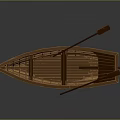 Classic Wooden Boat Hull With Seats And Natural Wood Grain Reflection