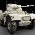 White Military Armored Tank Featuring Turret Cannon And Four Wheels Design