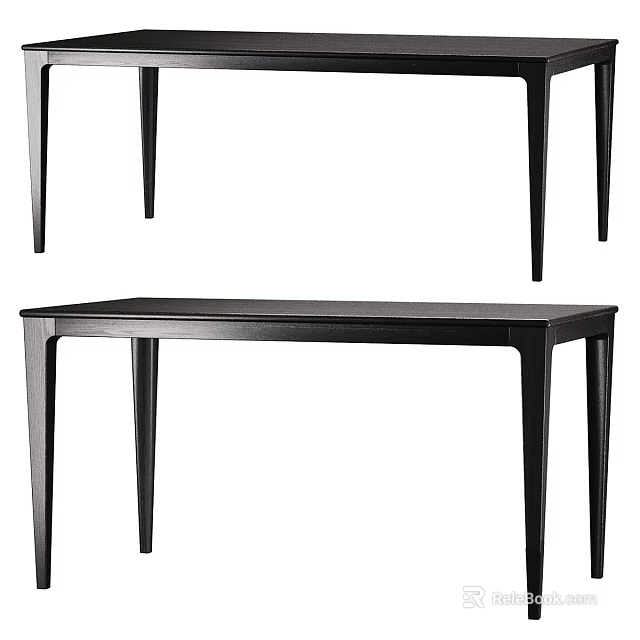 Minimalist Modern Black Dining Table With Sleek Thin Legs And Smooth Wooden Surface 3d model 