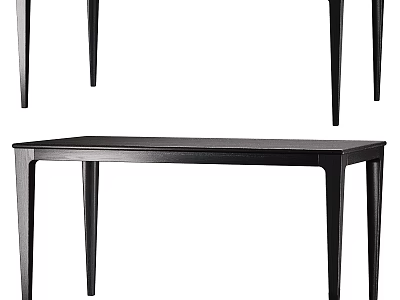 Minimalist Modern Black Dining Table With Sleek Thin Legs And Smooth Wooden Surface 3d model