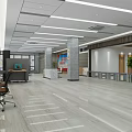 Spacious Service Hall Interior With Reception Desk Waiting Seats And Bright Lighting
