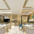 Elegant Jewelry Store Interior Exterior With Gold Decor And Glass Display Cases