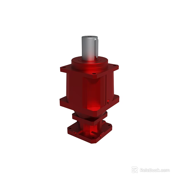 Red Heavy Duty Industrial Mechanical Component With Metal Casing And Cylindrical Top Structure 3d model 