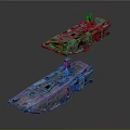 Two Metallic Sci Fi Vehicles With Detailed Surface And Top Mounted Devices