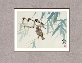 New Chinese Animal Painting Xu Beihong's Morning Song 3d model