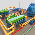 Industrial Equipment System Featuring Pneumatic Valves Filters Pressure Sensors Air Dryers And Piping