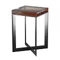 Modern Side Tables With Black Metal Frames And Copper Textured Tops 3d model
