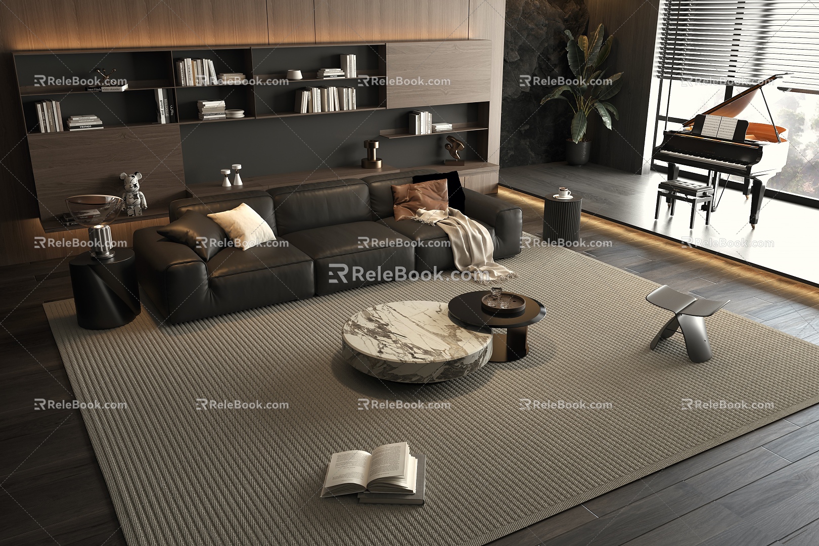 Italian Light Luxury Living Room Sofa Coffee Table Combination 3d model