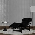 Modern Interior With Black Lounge Chair Small Side Table Floor Lamp And Blinds