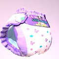 Sun Princess Baby Diaper With Purple White Ruffled Edges Butterfly Star Patterns