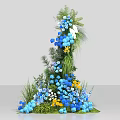 Stunning Decorative Floral Installation Featuring Blue Yellow Flowers And Green Foliage