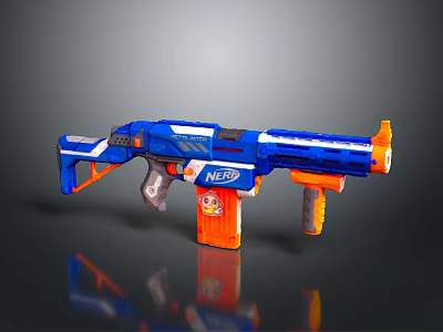 NERF Toy Gun With Blue And Orange Design For Kids Playtime Activities 3d model