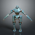 Blue Mechanical Robot Game Movie Character With Metallic Joints And Structure