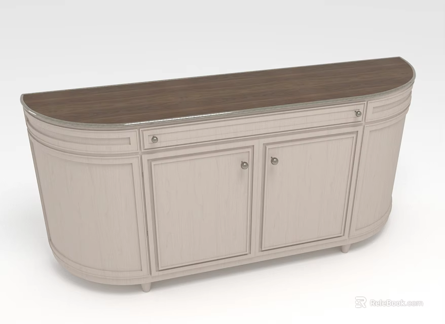 Elegant Modern Sideboard Cabinet With Light Wood Body And Dark Wood Top Design 3d model 