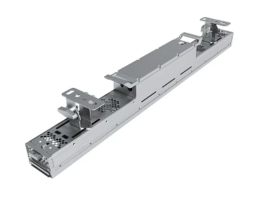 Silver Metal Slide Rail Component Featuring Mounting Holes And Support Brackets Structure 3d model