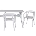 Modern Wooden Dining Table And Chairs Set With Minimalist Design And Solid Structure 3d model