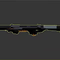 Futuristic SHREKTEK MK2 Weapon With Metallic Blue Orange Accents Tactical Grip Sight And Geometric Frame