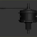 Black Metal Engine Structure With Central Shaft Bolted Components And Connecting Cable