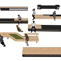 Modern Landscape Seats With Wooden And Black Design For Outdoor Public Resting Areas