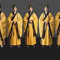 2D ancient costume figure yellow robe Taoist priest ancient costume man yellow robe Taoist priest Taoist figure zombie Taoist priest 3d model