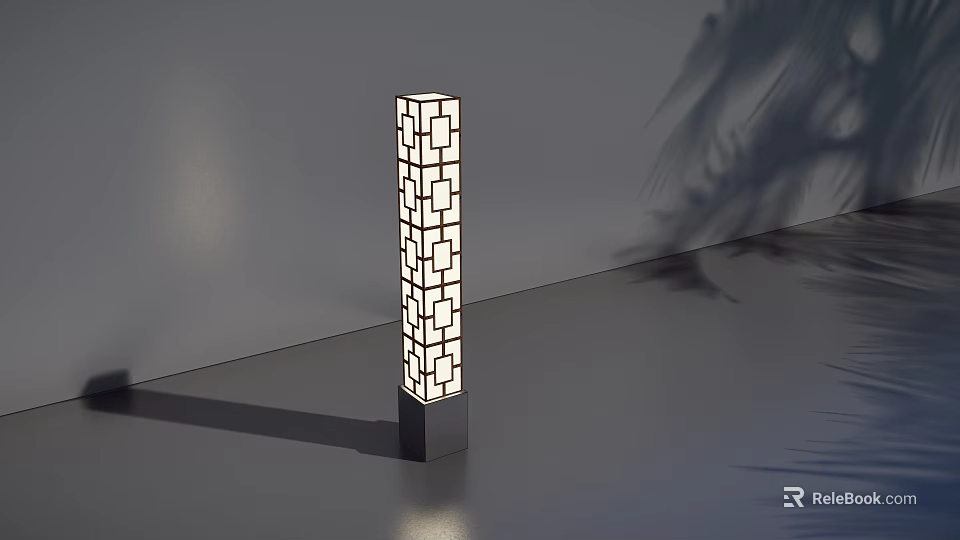 Modern Outdoor Column Light Featuring Lattice Design And Square Base For Garden Illumination 3d model 