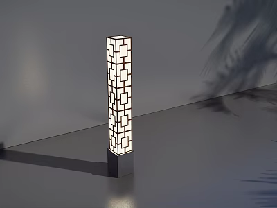 Modern Outdoor Column Light Featuring Lattice Design And Square Base For Garden Illumination 3d model