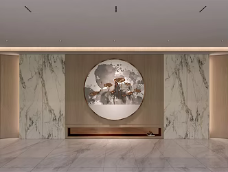 Modern background wall office lobby 3d model