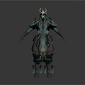 Armored Fantasy Character And Biomechanical Creature 3D Model With Teal Brown Design Features