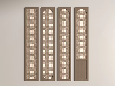 Four Brown Decorative Screens With Perforated Patterns And Solid Section Design 3d model