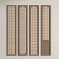 Four Brown Decorative Screens With Perforated Patterns And Solid Section Design 3d model