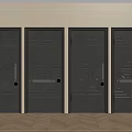 Modern Dark Colored Security Doors With Geometric Patterns And Sturdy Locks 3d model