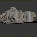 Stone Wood Animal Head Sculpture Crafted From Natural Materials With Artistic Design