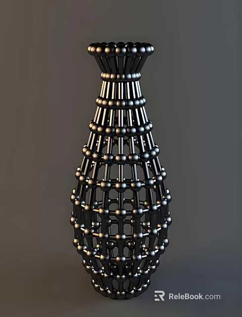 Modern Black Metal Decorative Structure With Spherical Elements And Layered Design 3d model