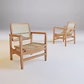 Minimalist Wooden Framed Woven Leisure Chairs With Light Tones And Neutral Background Setting