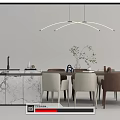 Modern Dining Table and Chair Combination Bar Table and Chair Combination Chandelier 3d model