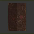 Rusty Metal Dog House With Brown Roof And Red Paw Prints Design