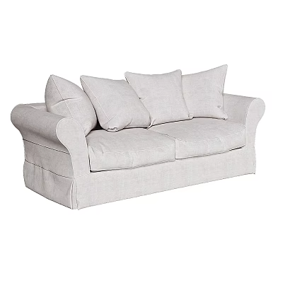 Modern Light Gray Fabric Two Seater Sofa With Plush Cushions And Armrests 3d model