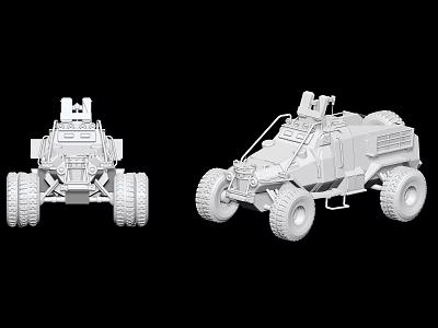 Utility Vehicle Design With Open Structure Large Tires And Roof Mounted Gear 3d model