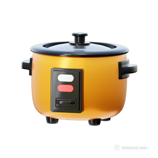 Modern Yellow Black Kitchen Electric Rice Cooker With Control Panel And Buttons 3d model 