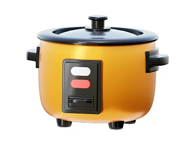 Modern Yellow Black Kitchen Electric Rice Cooker With Control Panel And Buttons 3d model