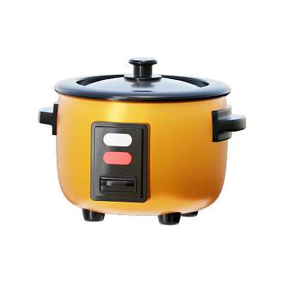 Modern Yellow Black Kitchen Electric Rice Cooker With Control Panel And Buttons 3d model