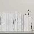 White Modern Design Book Collection Featuring Contemporary Living Furniture Themes With Decorative Statue