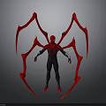 Spider Man 3D Character Model With Black Red Costume And Red Mechanical Arms