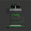 Futuristic Modern Chair Featuring Sleek Black Body Green Accent Lines And Sturdy Base