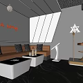 Stylish KTV Lounge Interior With Sing a Song Decor Brown Sofas And Marble Floor