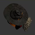 Red Haired Witch In Black Pointed Hat And Red Black Outfit Holding Broomstick
