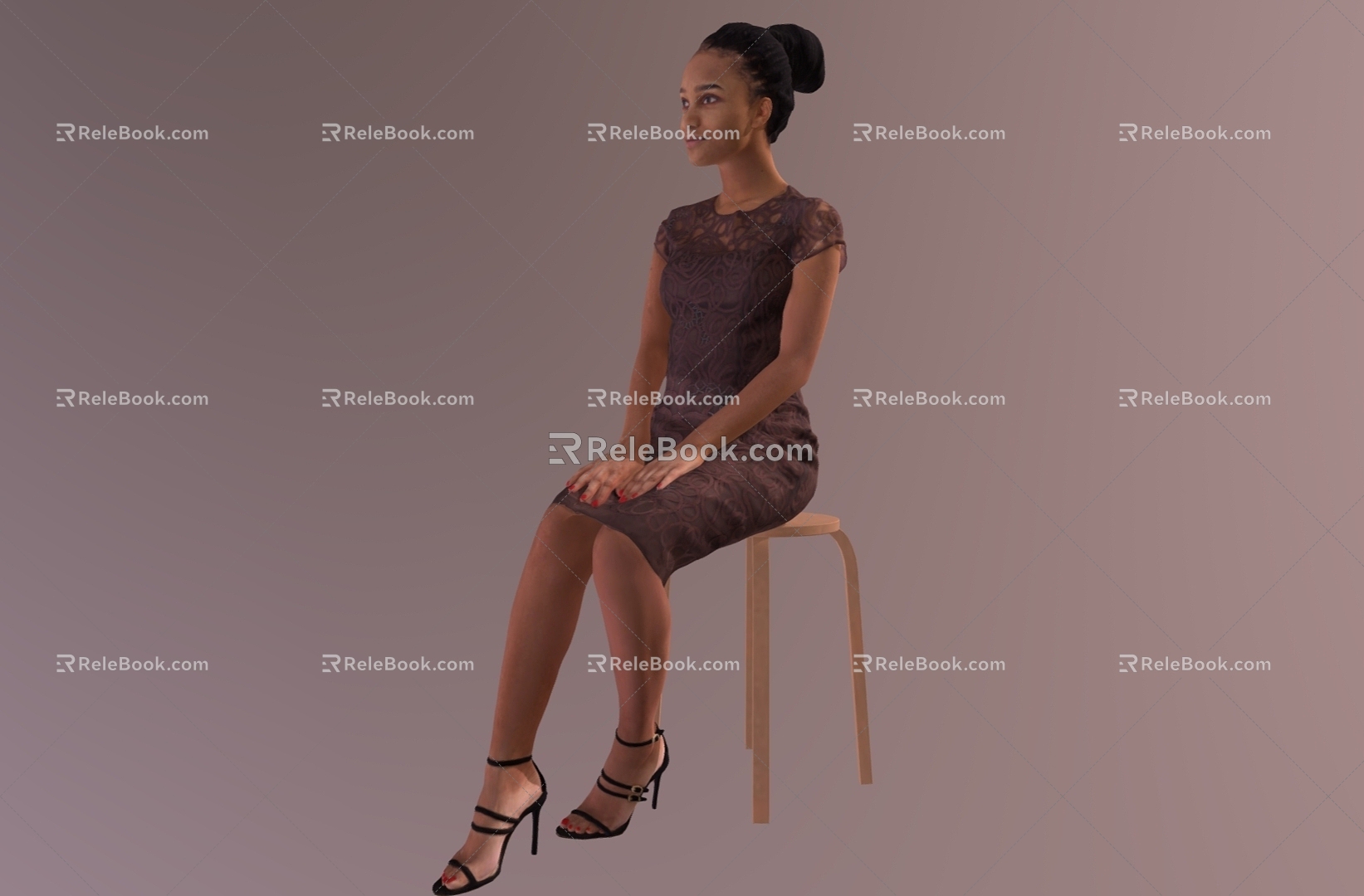 African Beauty Sitting Beauty 3d model