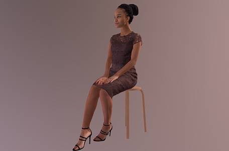 African Beauty Sitting Beauty 3d model