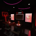 Basketball Themed KTV Room With Red Neon Lights Large Screens And Comfortable Seats